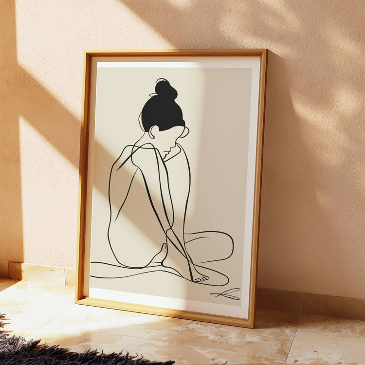 Minimalist Line Drawing Woman Wall Art Print