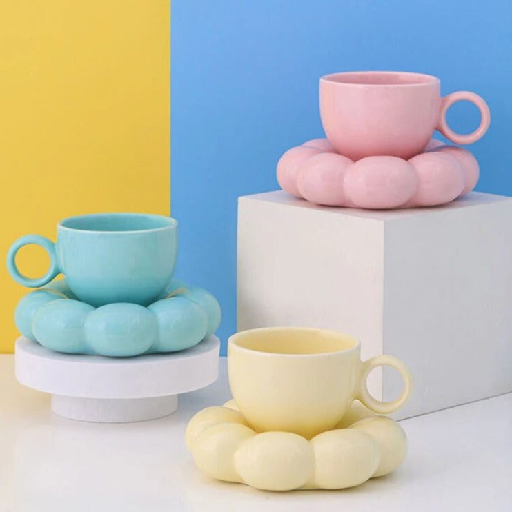Cute Ceramic Cloud Mug With Saucer