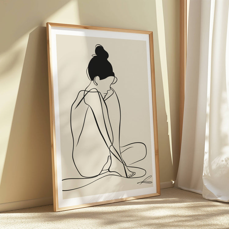 Minimalist Line Drawing Woman Wall Art Print