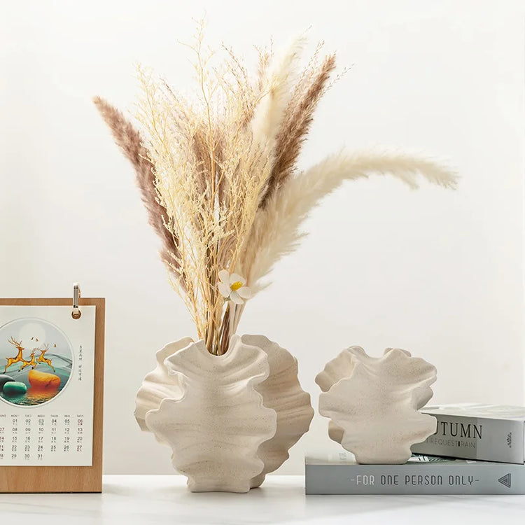 Ceramic Coral Shape Beige Art Vase