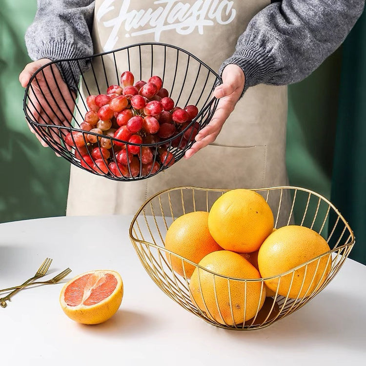 Contemporary Irregular Shape Wire Fruit Bowl