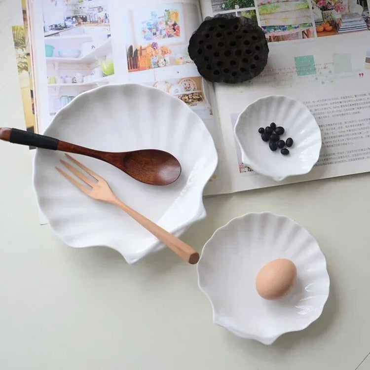 White Ceramic Shell Storage Trays