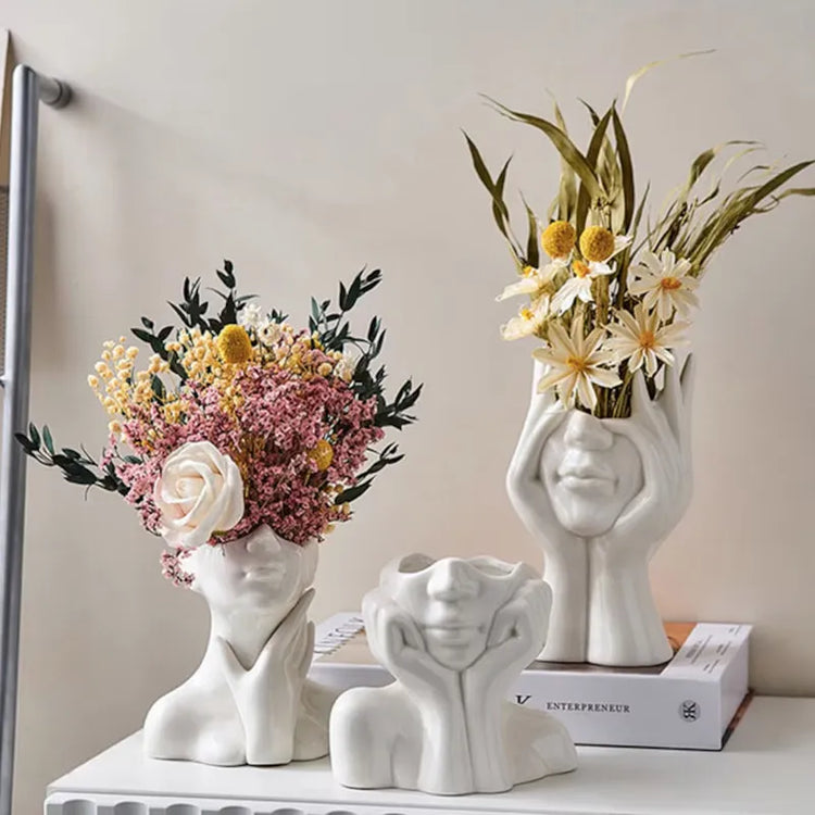 Half Head White Ceramic Vases