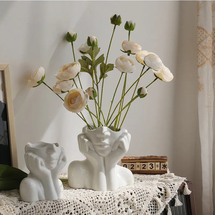Half Head White Ceramic Vases