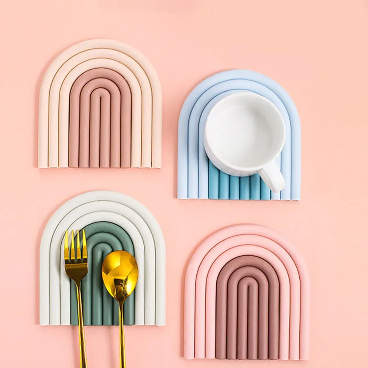 Colorful Silicone Rainbow Coasters