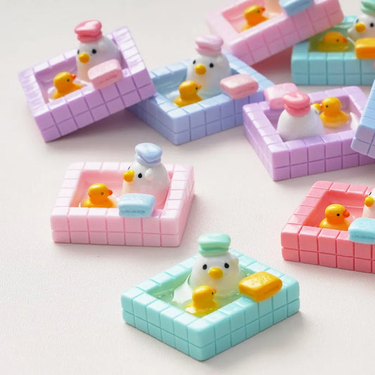 Kawaii Bathing Duck Resin Figurines