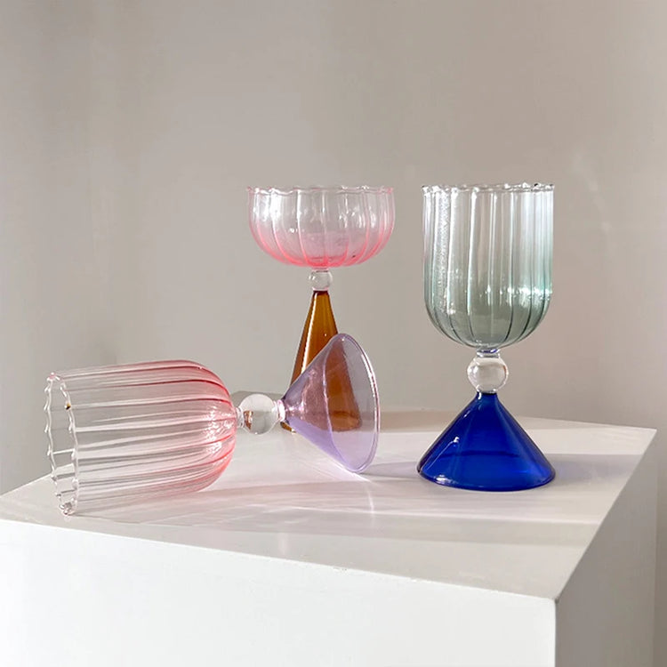 Geometry Gradient Vintage Champagne Wine Glasses