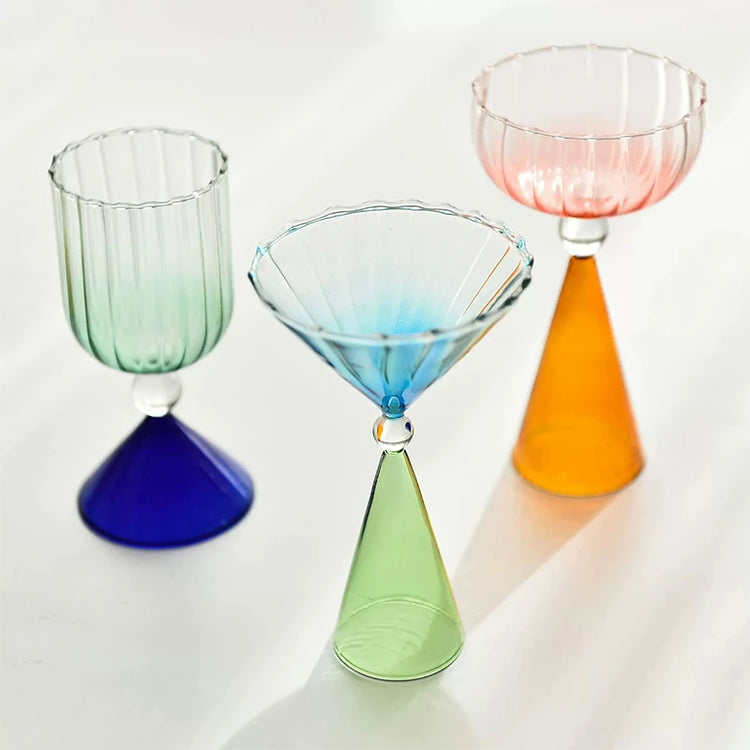 Geometry Gradient Vintage Champagne Wine Glasses