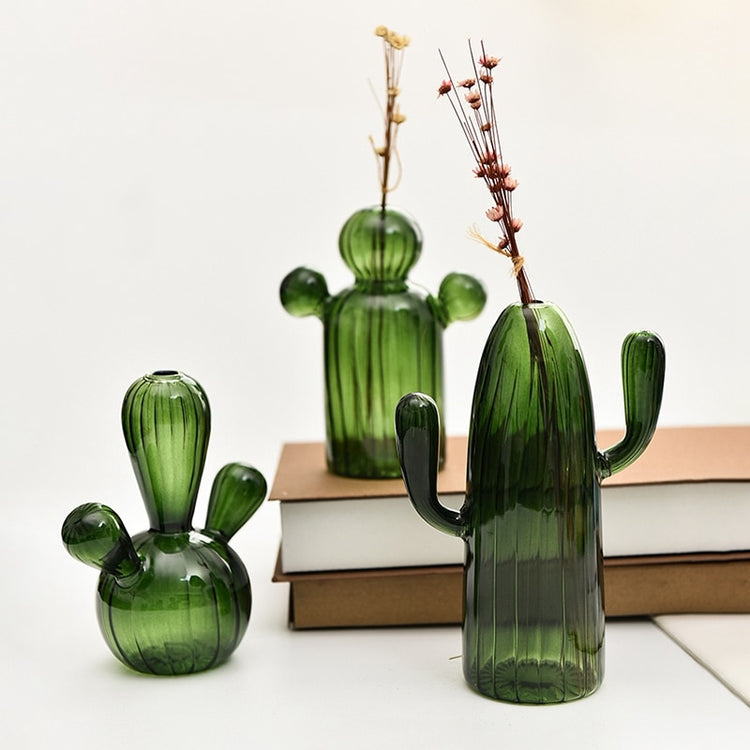 Creative Cactus Shaped Glass Vase for Plants