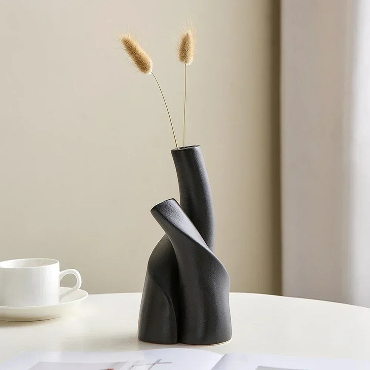 Modern Twisted Handmade Ceramic Frosted Vase