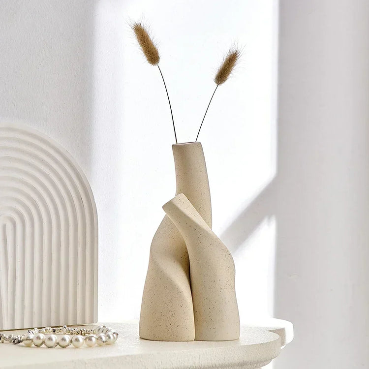 Modern Twisted Handmade Ceramic Frosted Vase