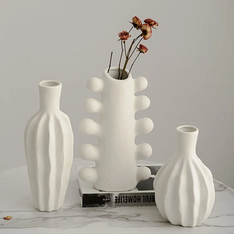 Unglazed Bohemian Irregular Shape Ceramic Vases