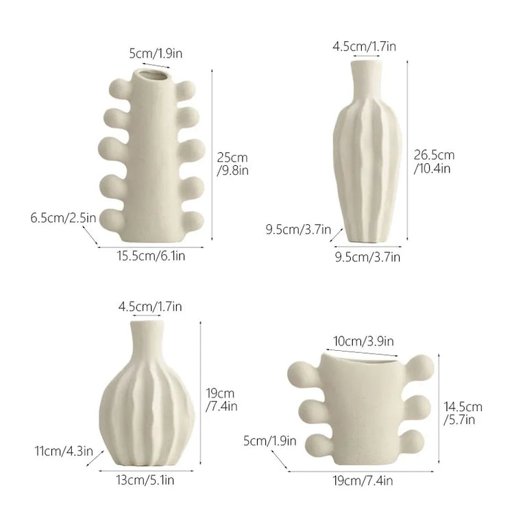 Unglazed Bohemian Irregular Shape Ceramic Vases