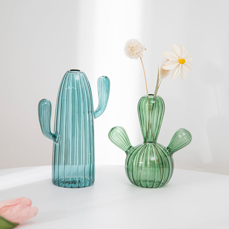 Creative Cactus Shaped Glass Vase for Plants