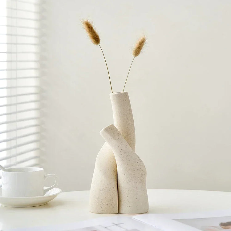 Modern Twisted Handmade Ceramic Frosted Vase