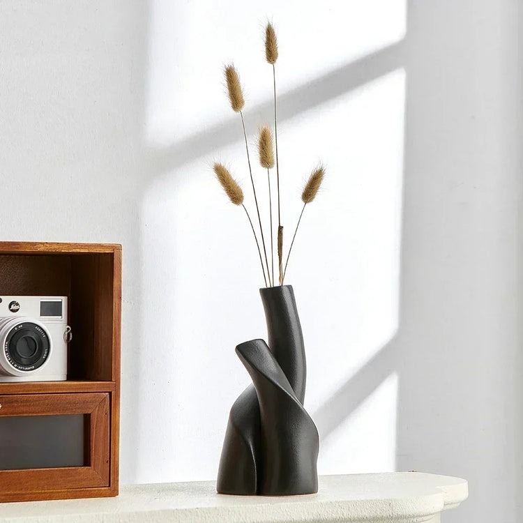 Modern Twisted Handmade Ceramic Frosted Vase