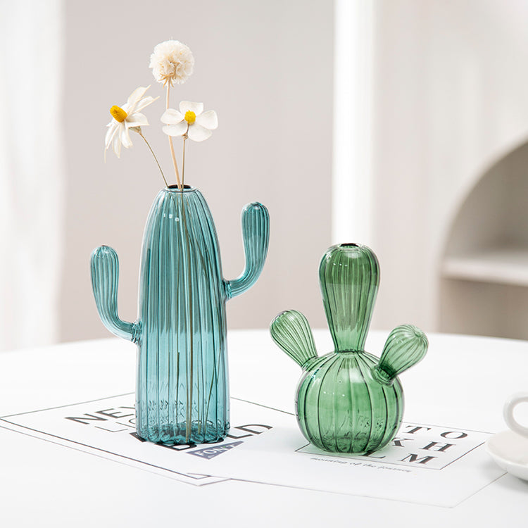 Creative Cactus Shaped Glass Vase for Plants