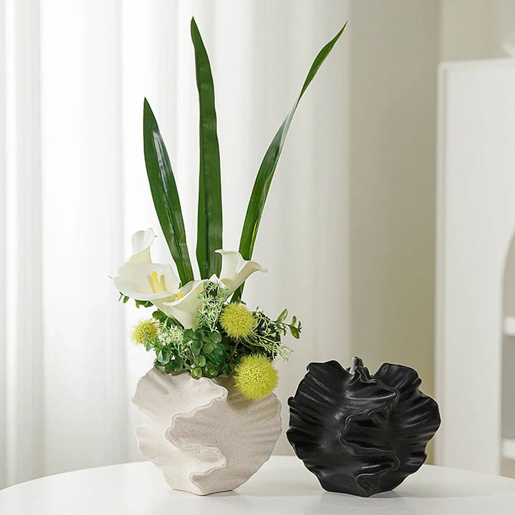 Ceramic Coral Shape Beige Art Vase