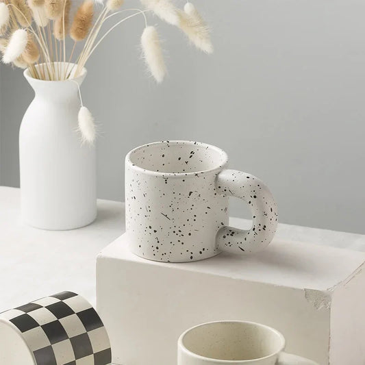 Functional Ceramic Chubby Spackled Mugs Set
