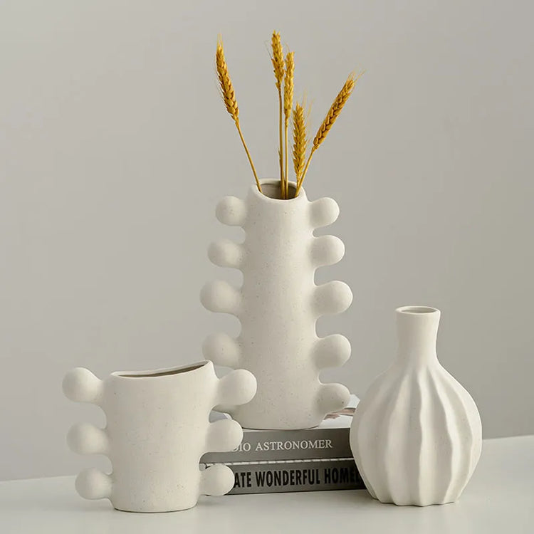 Unglazed Bohemian Irregular Shape Ceramic Vases