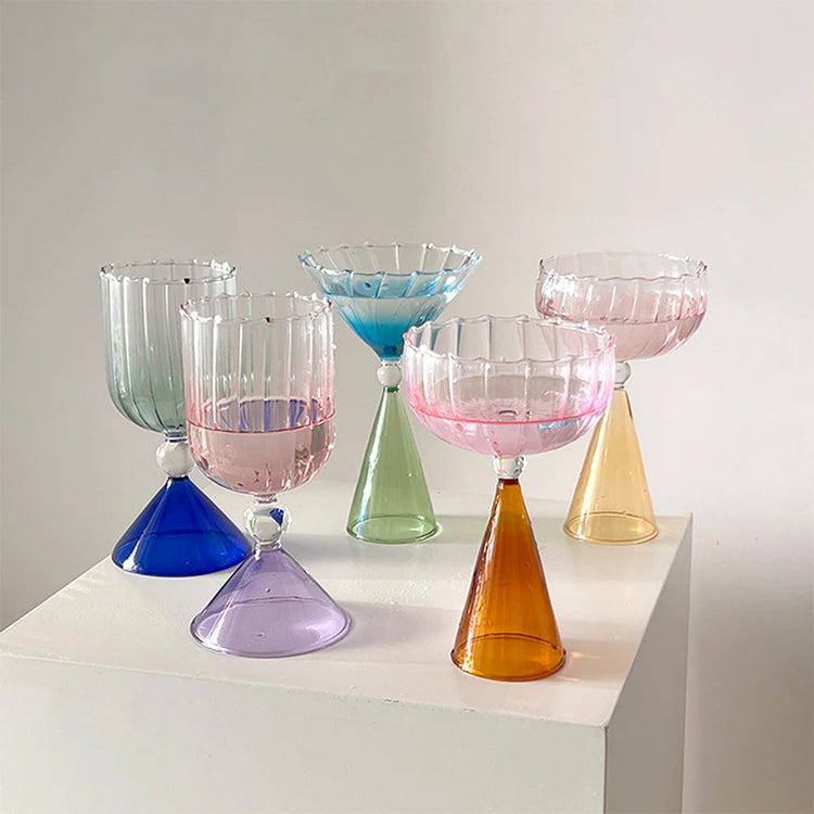 Geometry Gradient Vintage Champagne Wine Glasses