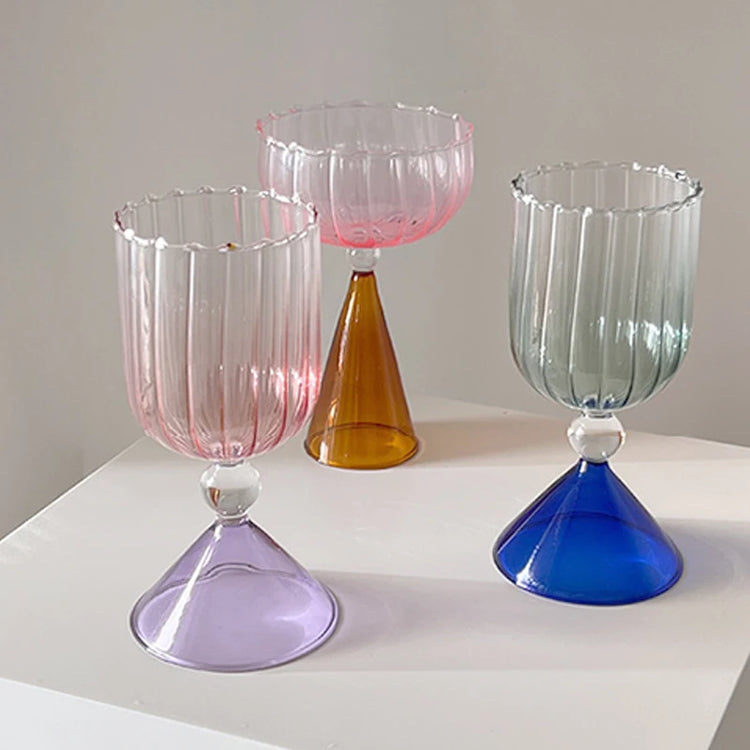 Geometry Gradient Vintage Champagne Wine Glasses