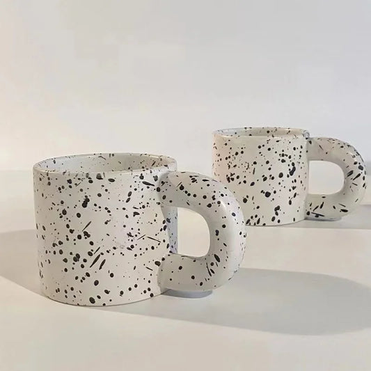 Functional Ceramic Chubby Spackled Mugs Set