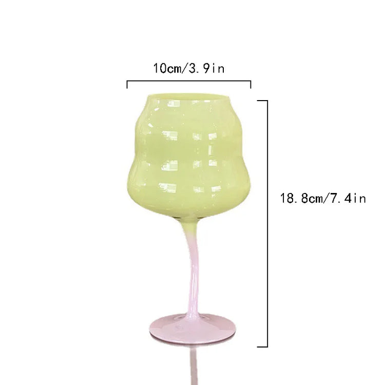 Pastel Colored Wobbly Twisted Wine Glass - Set of 2