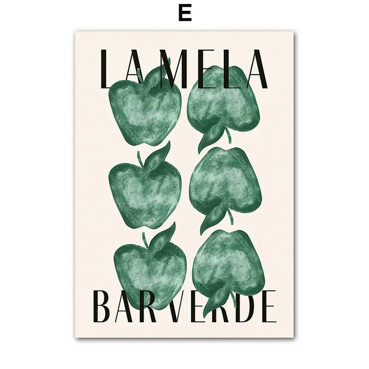 Green Leaves Apple Apricot Flower Girl Abstract Wall Art ( + more styles)
