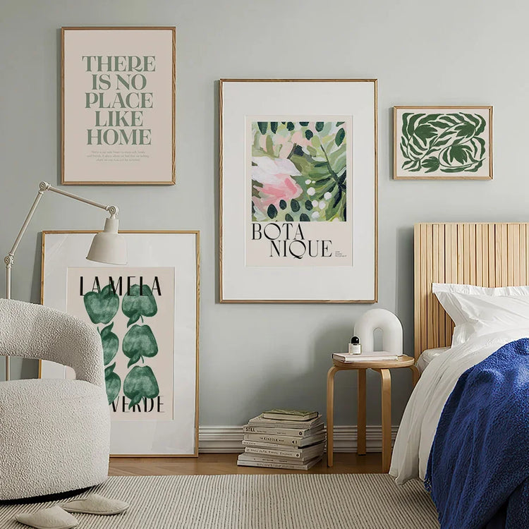 Green Leaves Apple Apricot Flower Girl Abstract Wall Art ( + more styles)