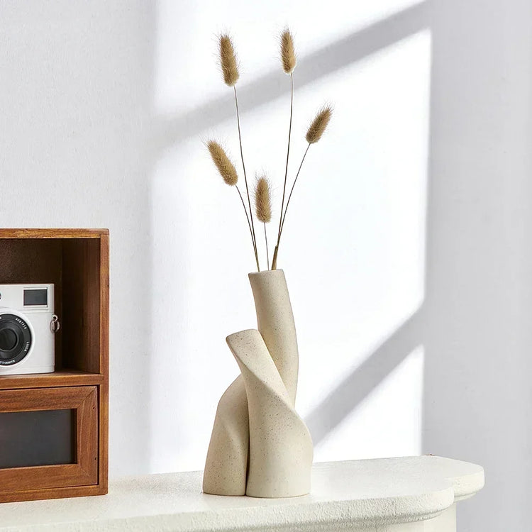 Modern Twisted Handmade Ceramic Frosted Vase