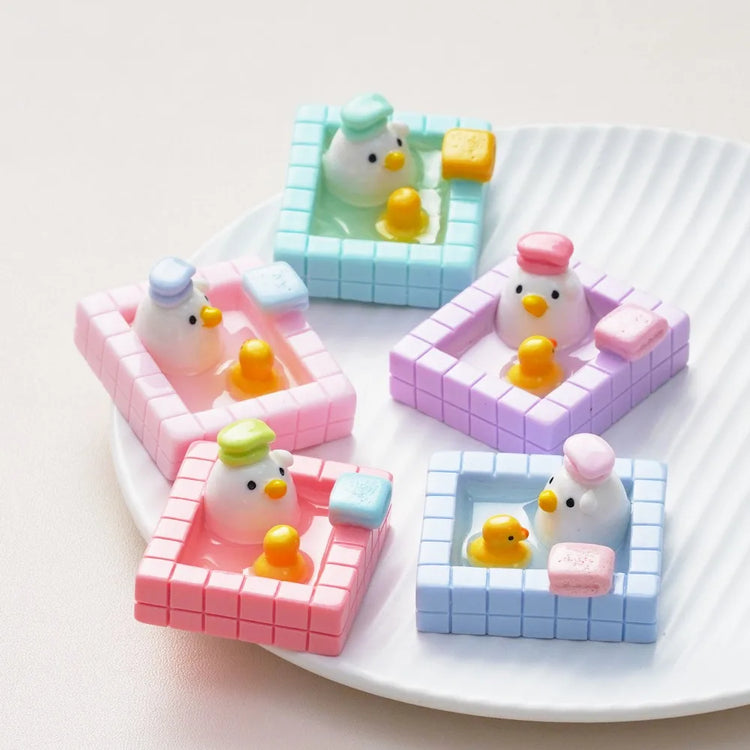 Kawaii Bathing Duck Resin Figurines