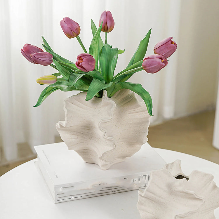 Ceramic Coral Shape Beige Art Vase