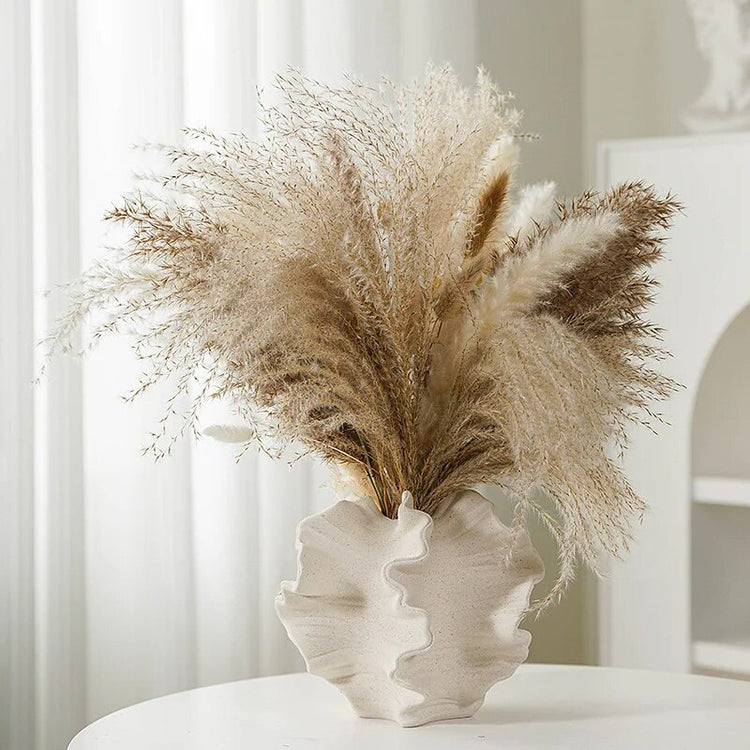 Ceramic Coral Shape Beige Art Vase