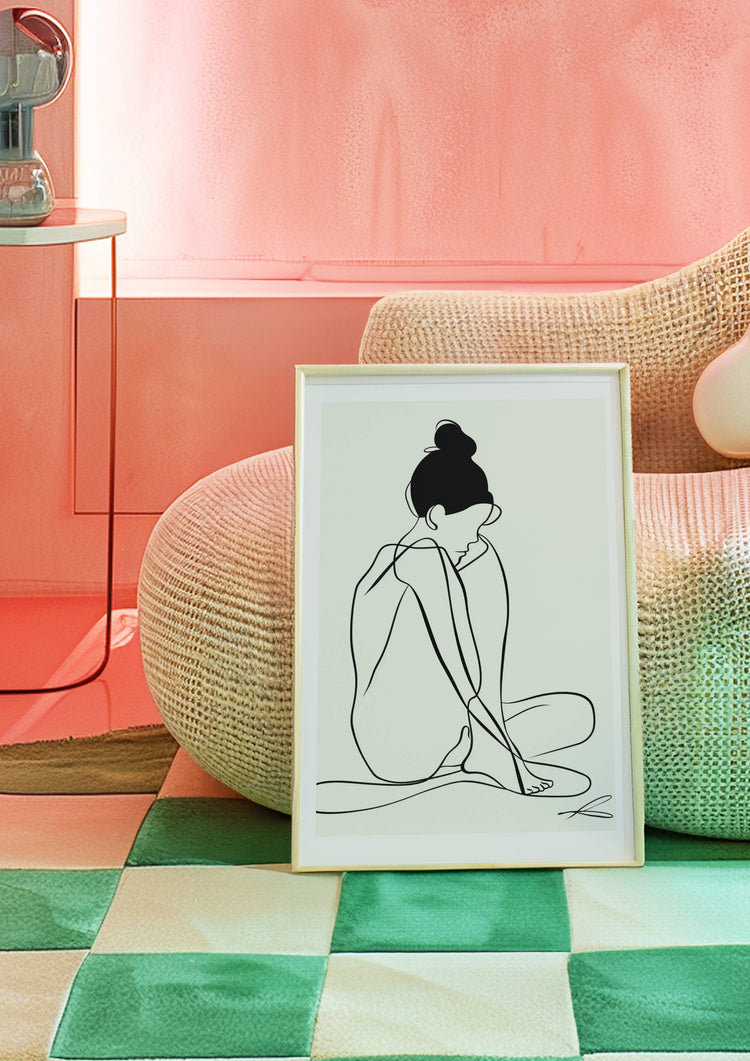Minimalist Line Drawing Woman Wall Art Print