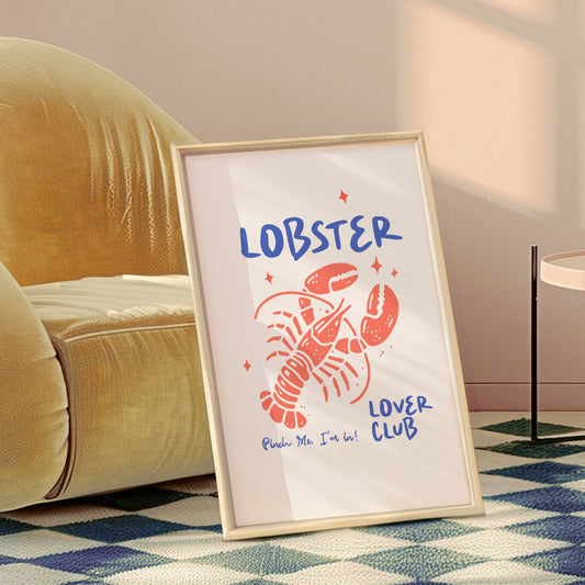 Aesthetic Lobster Lover Club Summer Wall Print