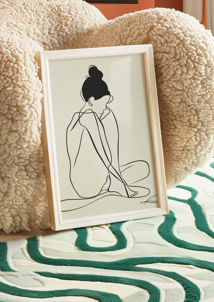 Minimalist Line Drawing Woman Wall Art Print