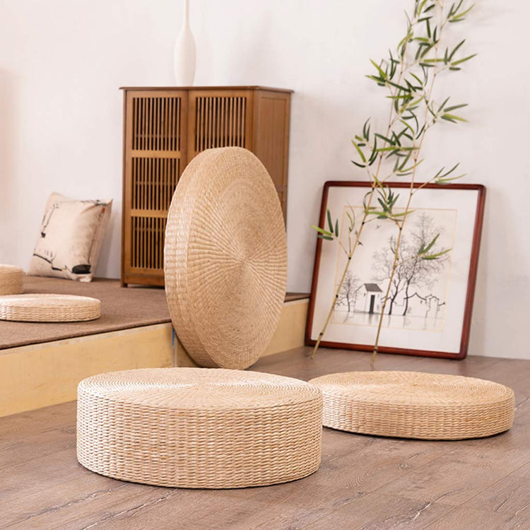 Round Woven Floor Pillow - MAHOGANY STREET
