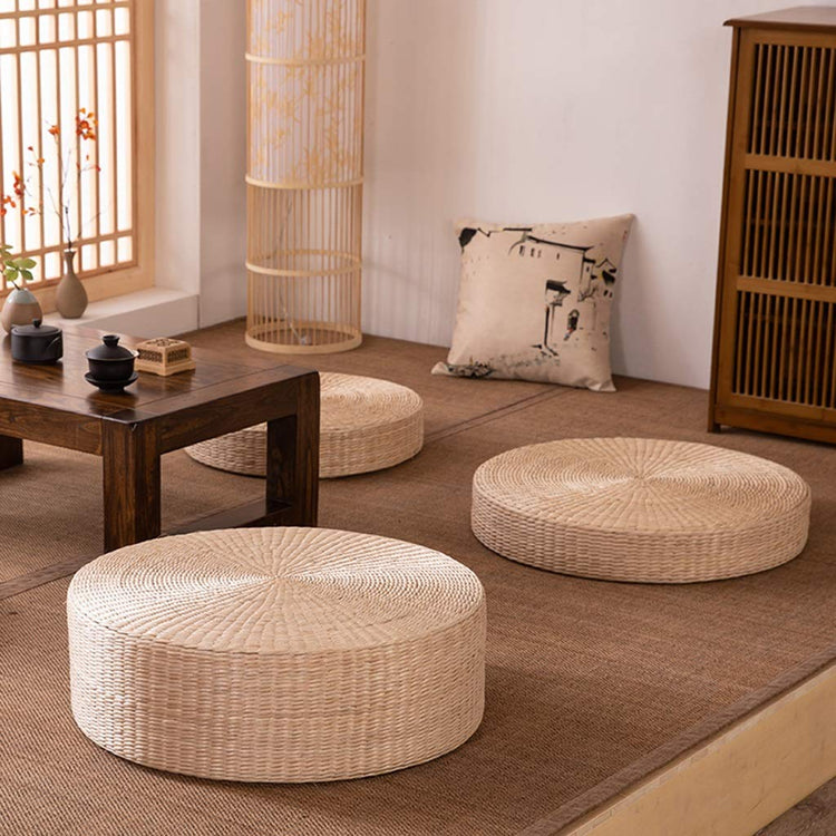 Round Woven Floor Pillow - MAHOGANY STREET