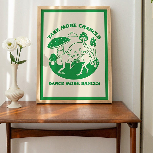 Take More Chances Emerald Green Retro Canvas Poster