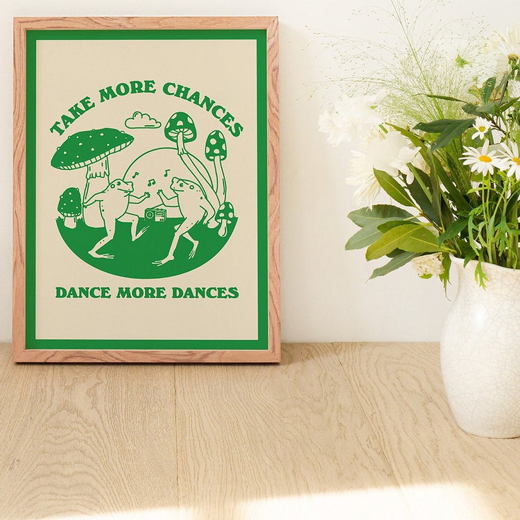 Take More Chances Emerald Green Retro Canvas Poster