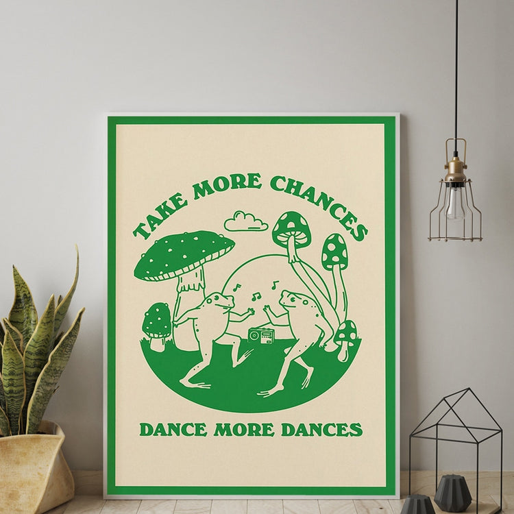 Take More Chances Emerald Green Retro Canvas Poster