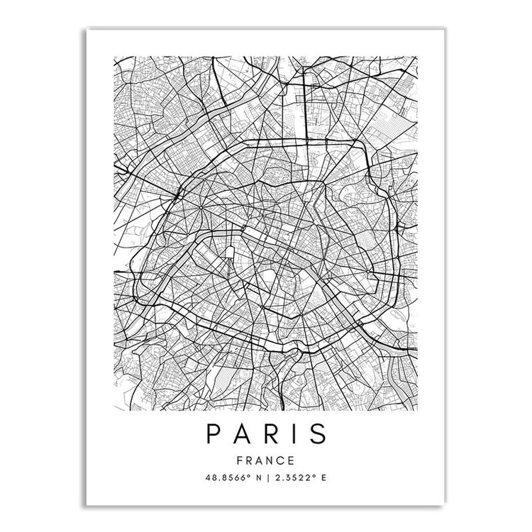 World Cities Map Canvas Prints - MAHOGANY STREET