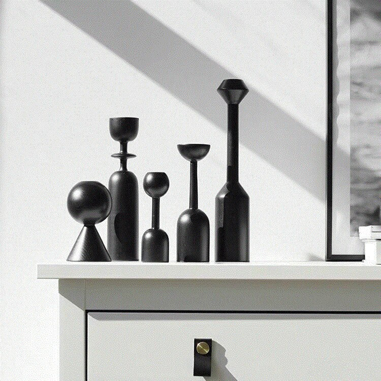 Black Wood Nordic Candleholders - MAHOGANY STREET