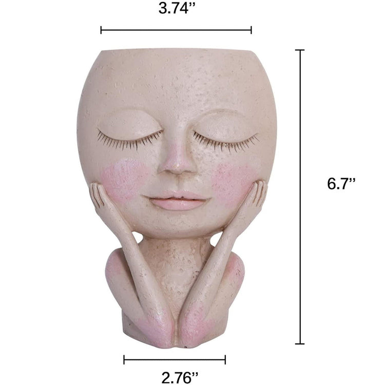 Girls Face Head Flower Planter Succulent Plant Vase