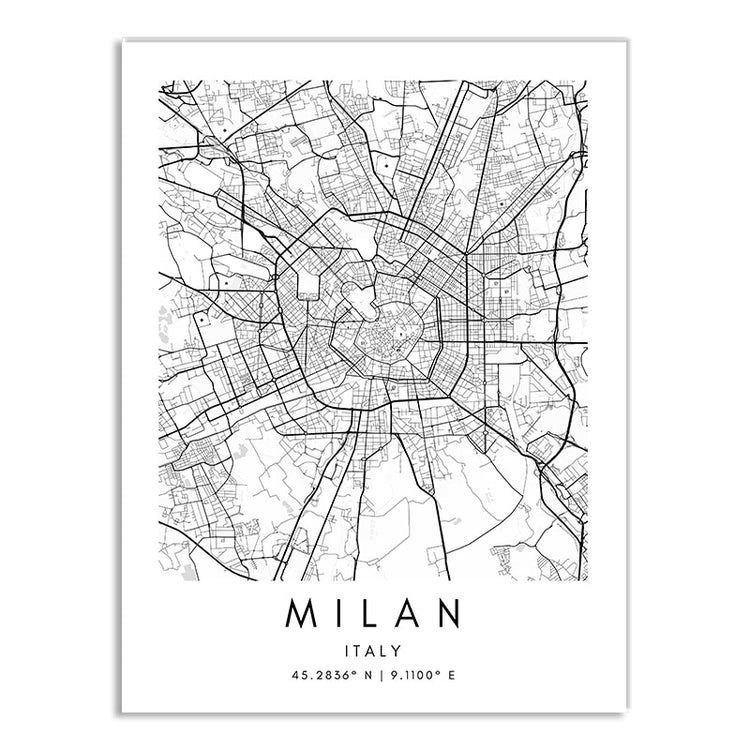 World Cities Map Canvas Prints - MAHOGANY STREET