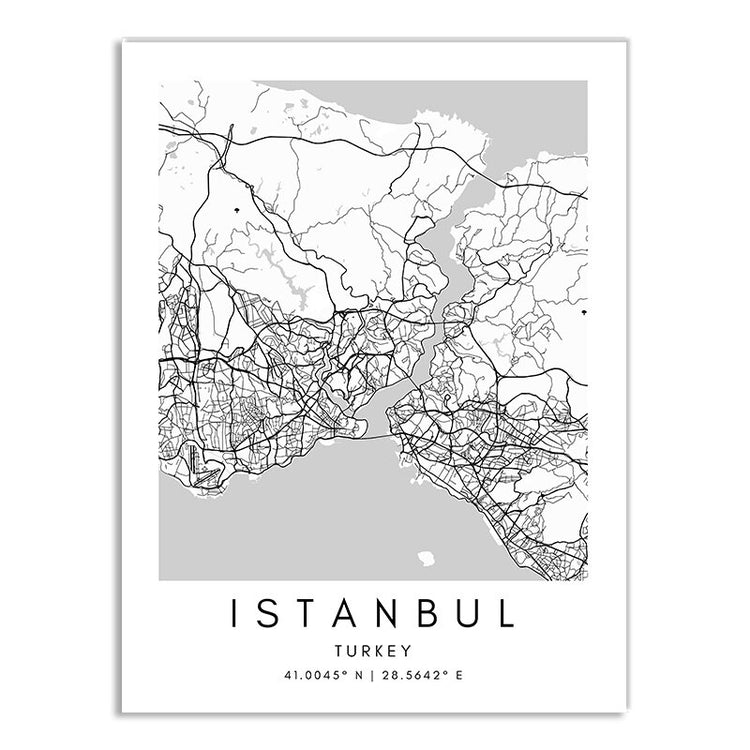 World Cities Map Canvas Prints - MAHOGANY STREET