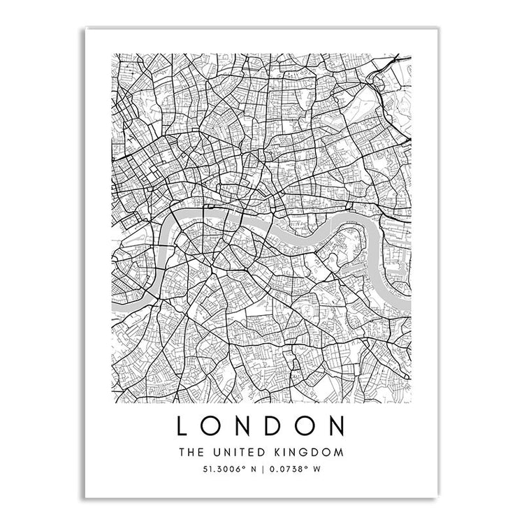 World Cities Map Canvas Prints - MAHOGANY STREET