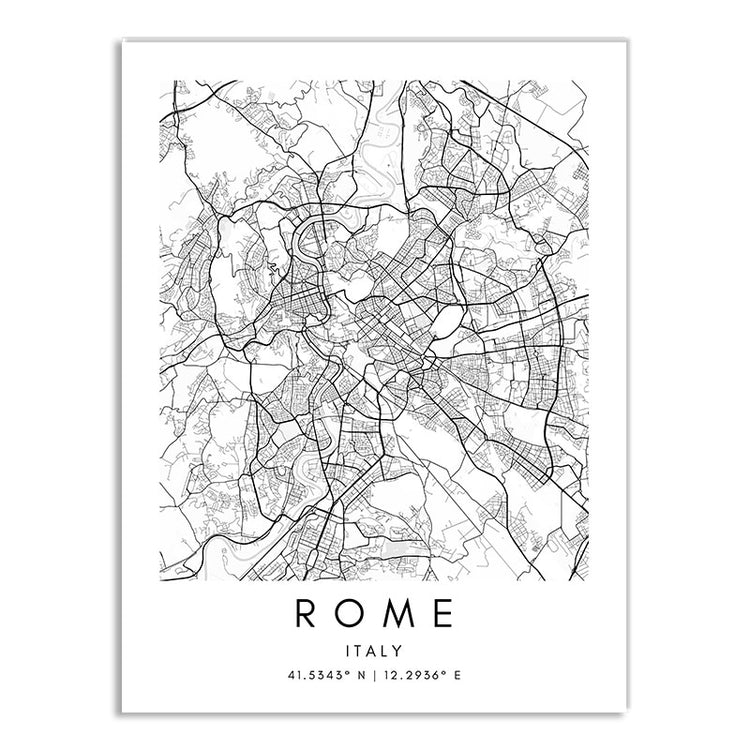 World Cities Map Canvas Prints - MAHOGANY STREET