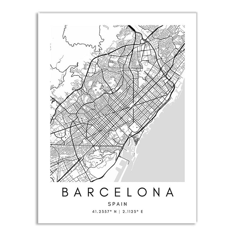 World Cities Map Canvas Prints - MAHOGANY STREET